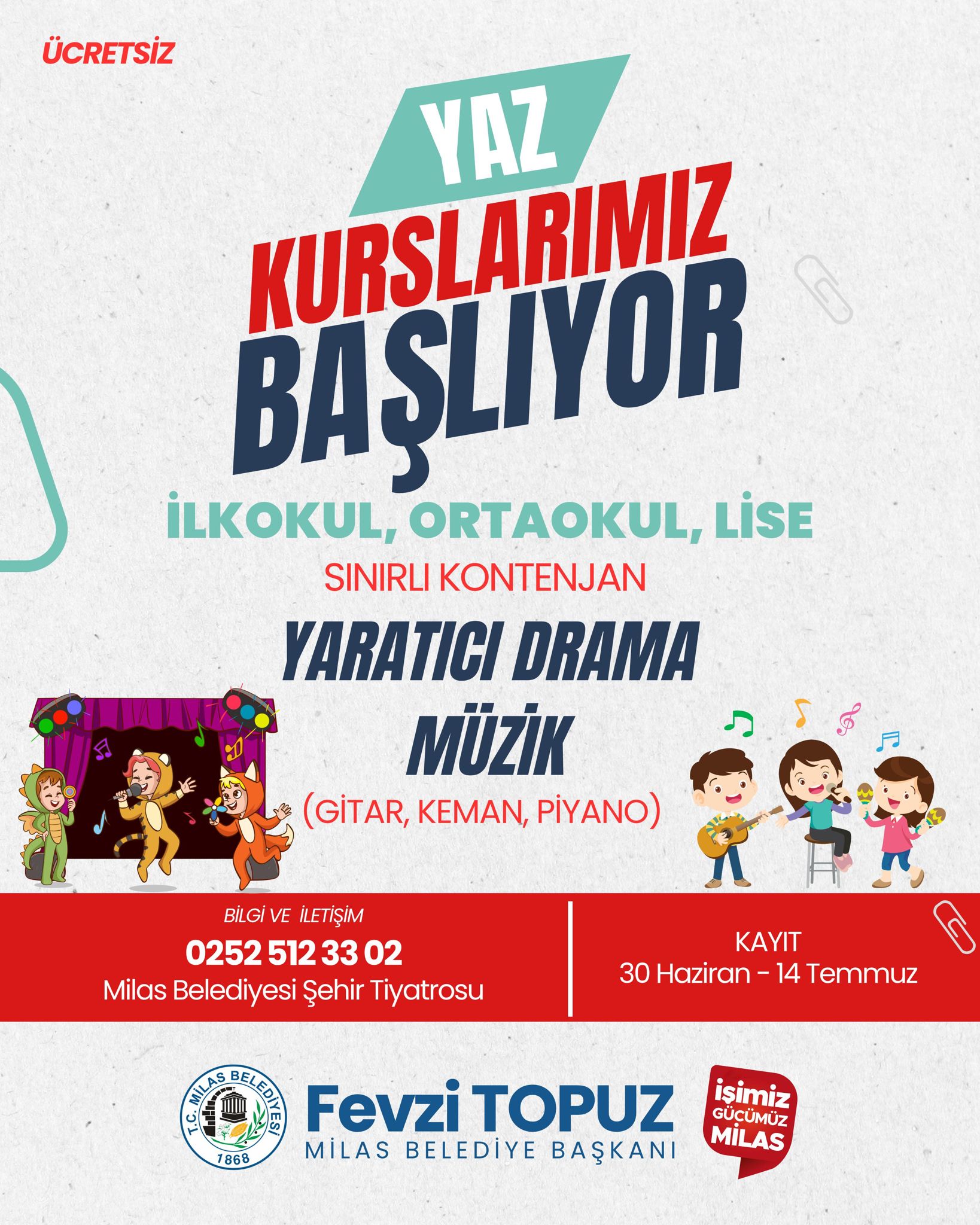 MİLAS BELEDİYESİ YAZ KURSLARI İÇİN KAYITLAR BAŞLIYOR